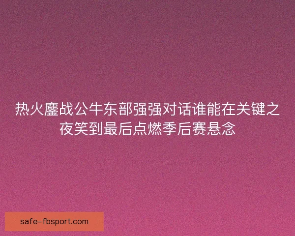 热火鏖战公牛东部强强对话谁能在关键之夜笑到最后点燃季后赛悬念